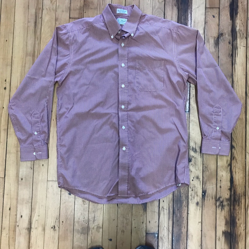Like new LL Bean red check button down shirt